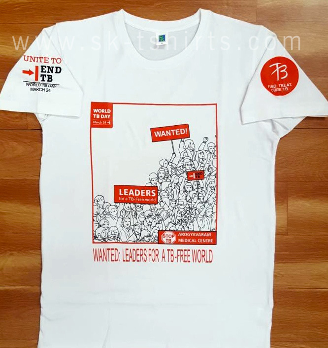 Custom Printed white T.shirts for &#8216;World TB Day&#8217;, Sk-tshirts