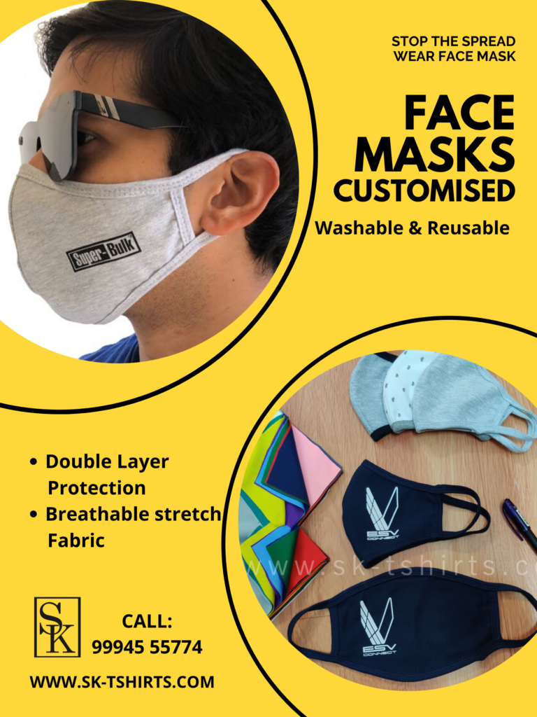 Custom printed washable Face masks, Sk-tshirts