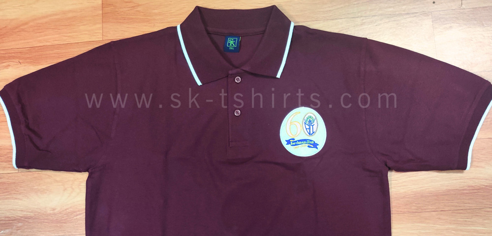 Collar t-shirts with tipping in collar and sleeve cuffs and logo embroidery &#8211; made for &#8216;Berchmans Illam, Loyola college, Chennai, Sk-tshirts