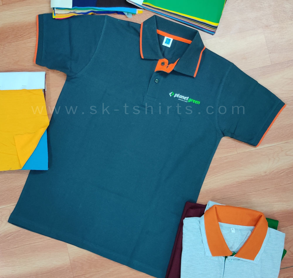 Cotton Polo-tshirt with tipping collar and cuffs and custom logo printing, Sk-tshirts