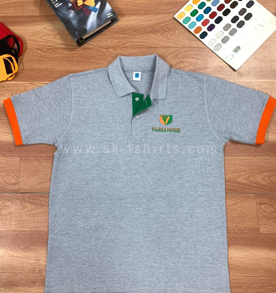 Custom Printed uniform collar       
t-shirts made for 'Vajra Pavers'